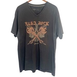 Hard Rock Cafe Seattle Guitar Rock Applique Distressed Retro T Shirt L